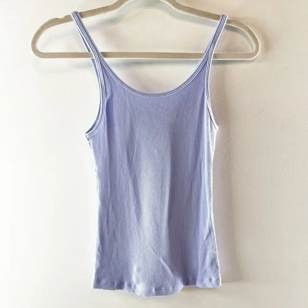 Alo Ribbed Prosper Tank Top Light Provence Blue Small